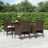 Ensemble à manger de jardin coussins 5 pcs Marron/noir 