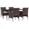 Ensemble à manger de jardin coussins 5 pcs Marron/noir 