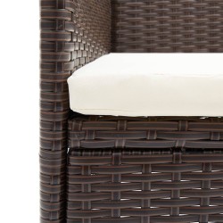 Ensemble à manger de jardin coussins 5 pcs Marron/noir 