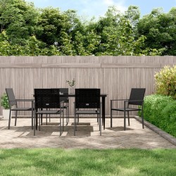 Ensemble à manger de jardin 7 pcs résine tressée acier 
