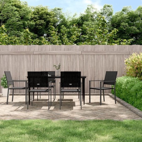 Ensemble à manger de jardin 7 pcs résine tressée acier 