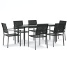 Ensemble à manger de jardin 7 pcs résine tressée acier 