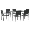 Ensemble à manger de jardin 7 pcs résine tressée acier 