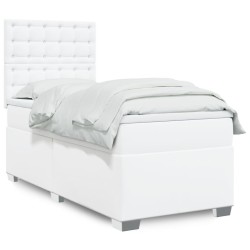 Sommier à lattes de lit avec matelas Blanc 90x190 cm Similicuir 