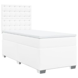 Sommier à lattes de lit avec matelas Blanc 90x190 cm Similicuir 