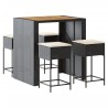 Ensemble de bar de jardin 5 pcs avec coussins noir poly rotin 