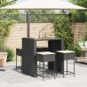 Ensemble de bar de jardin 5 pcs avec coussins noir poly rotin 