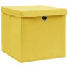 Boîtes de rangement avec couvercles 10 pcs 28x28x28 cm Jaune 