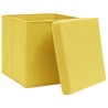 Boîtes de rangement avec couvercles 10 pcs 28x28x28 cm Jaune 