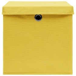 Boîtes de rangement avec couvercles 10 pcs 28x28x28 cm Jaune 