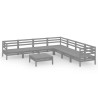Salon de jardin 8 pcs Bois de pin massif Gris 