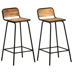 Chaises de bar lot de 2 bois de manguier solide 