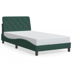 Cadre de lit sans matelas vert foncé 100x200 cm velours 