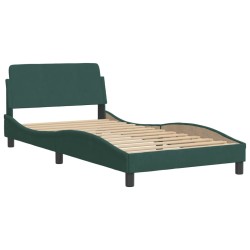Cadre de lit sans matelas vert foncé 100x200 cm velours 