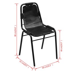Chaises à manger lot de 4 noir cuir véritable 