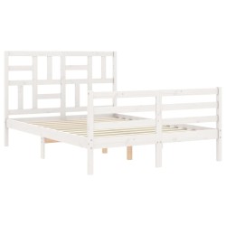 Cadre de lit sans matelas blanc bois massif 