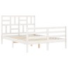 Cadre de lit sans matelas blanc bois massif 