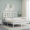 Cadre de lit sans matelas blanc bois massif 