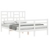 Cadre de lit sans matelas blanc bois massif 