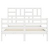 Cadre de lit sans matelas blanc bois massif 