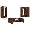 Meuble TV muraux 3 pcs avec lumières LED chêne marron 