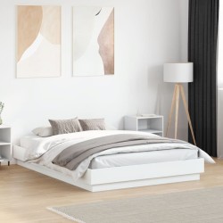 Cadre de lit avec LED sans matelas blanc 135x190 cm 