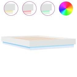 Cadre de lit avec LED sans matelas blanc 135x190 cm 