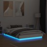 Cadre de lit avec LED sans matelas blanc 135x190 cm 