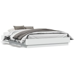Cadre de lit avec LED sans matelas blanc 135x190 cm 