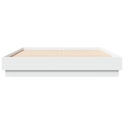 Cadre de lit avec LED sans matelas blanc 135x190 cm 