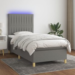 Sommier à lattes de lit avec matelas et LED Gris foncé 80x200cm 