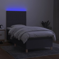 Sommier à lattes de lit avec matelas et LED Gris foncé 80x200cm 