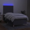 Sommier à lattes de lit avec matelas et LED Gris foncé 80x200cm 