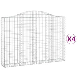 Paniers à gabions arqués 4 pcs 200x30x140/160 cm Fer galvanisé 