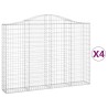 Paniers à gabions arqués 4 pcs 200x30x140/160 cm Fer galvanisé 