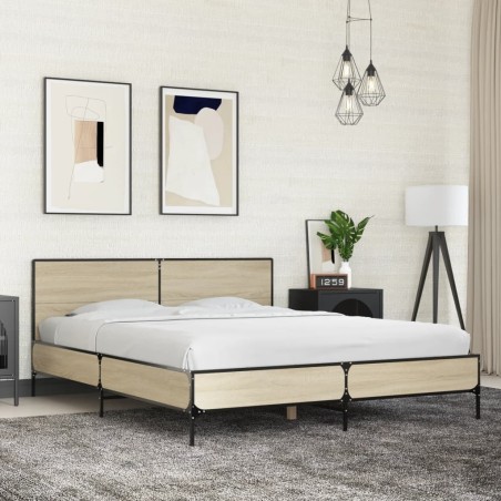 Cadre de lit sans matelas chêne sonoma 150x200 cm 