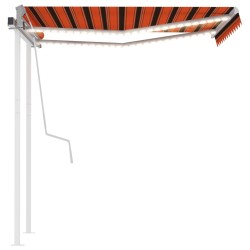 Auvent manuel rétractable avec LED 3,5x2,5 m Orange et marron 