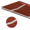 Auvent manuel rétractable avec LED 3,5x2,5 m Orange et marron 