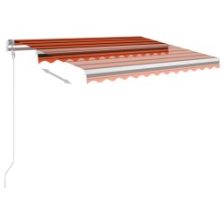 Auvent manuel rétractable avec LED 3,5x2,5 m Orange et marron 
