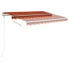 Auvent manuel rétractable avec LED 3,5x2,5 m Orange et marron 