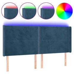Tête de lit à LED Bleu foncé 163x16x118/128 cm Velours 