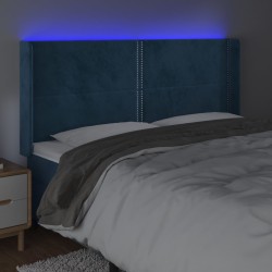 Tête de lit à LED Bleu foncé 163x16x118/128 cm Velours 