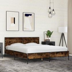 Cadre de lit sans matelas chêne fumé 150x200 cm 