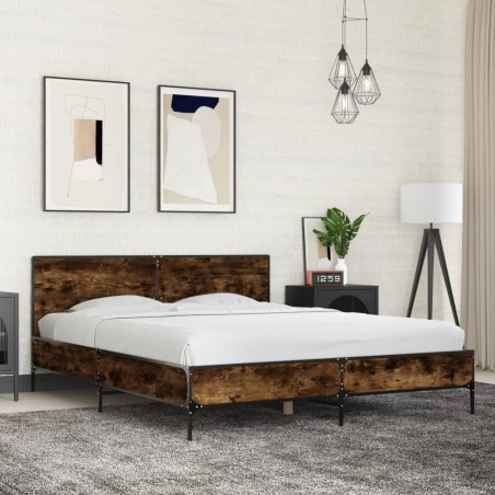 Cadre de lit sans matelas chêne fumé 150x200 cm 