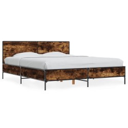 Cadre de lit sans matelas chêne fumé 150x200 cm 