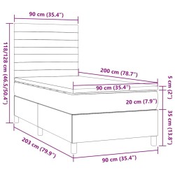 Sommier à lattes de lit avec matelas Marron foncé 90x200 cm 