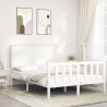 Cadre de lit sans matelas blanc bois de pin massif 