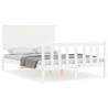Cadre de lit sans matelas blanc bois de pin massif 