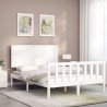 Cadre de lit sans matelas blanc bois de pin massif 