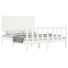 Cadre de lit sans matelas blanc bois de pin massif 